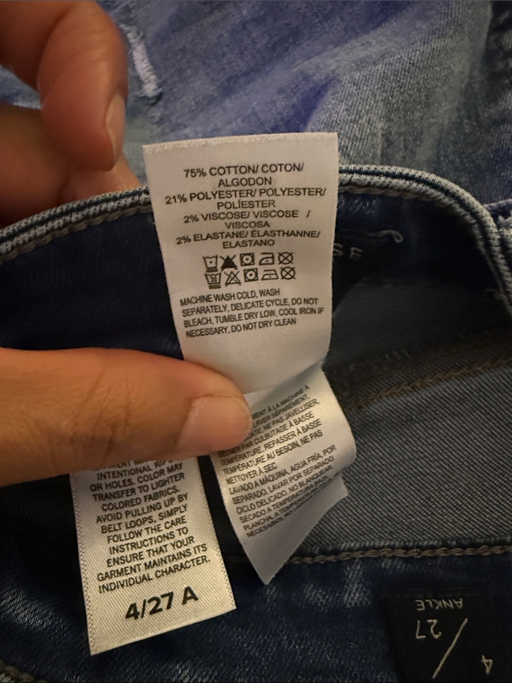 Lucky Brand Dark Blue Skinny Jeans with Distressed Ankles - Picture 3 of 8